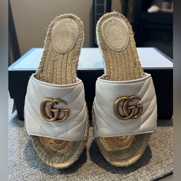 GUCCI GG MARMONT GREAT WHITE ESPADRILLE SANDAL WOMEN 37 (7 US) - Picture 3 of 14